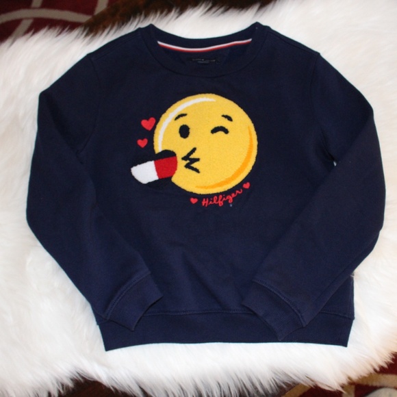 Tommy Hilfger, navy blue Emoji Sweatshirt  UNISEX - Picture 1 of 6